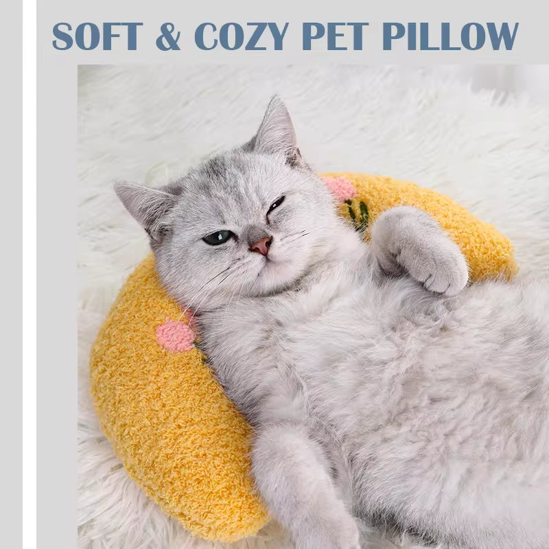 Cozy U-Shaped Cat Pillow - Fashionable Neck Protector for Deep Sleep and Comfort