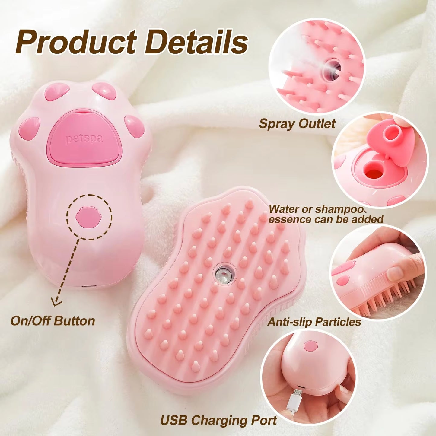 Transform Your Pet's Grooming Routine with the 3-in-1 Electric Cat & Dog Steam Brush - Effortless Hair Removal and Relaxing Massage!