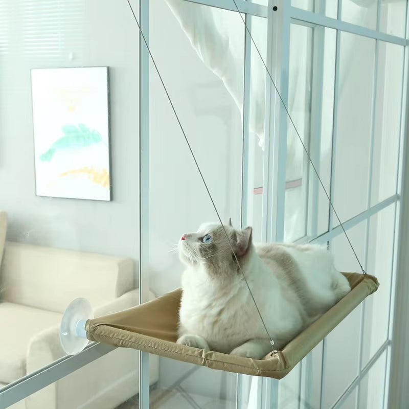 Cozy Up High: Aerial Cat Hammock Bed for Fun and Relaxation - Perfect Sunny Window Seat for Your Feline Friend!