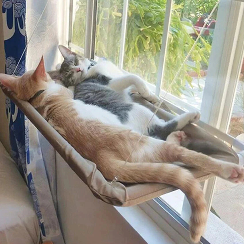 Elevate Your Cat's Comfort with Our Stylish Hanging Cat Bed Hammock - Perfect for Sunbathing and Play!
