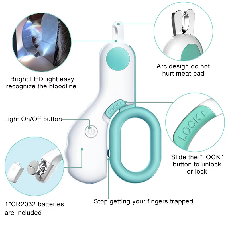 Illuminate Grooming with Our Professional LED Pet Nail Clipper - Perfect for Cats and Small Dogs!