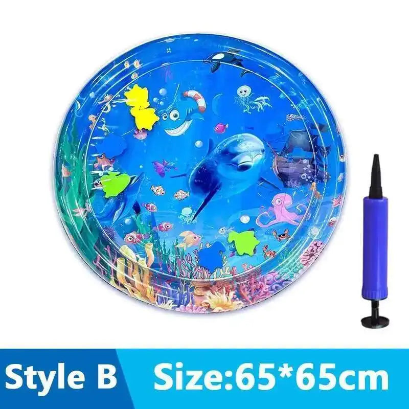 Interactive Cats Sensory Water Play Mat - Fun Inflatable Bed for Playtime with Fish Design
