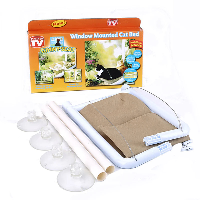 Elevate Your Cat's Comfort with Our Stylish Hanging Cat Bed Hammock - Perfect for Sunbathing and Play!