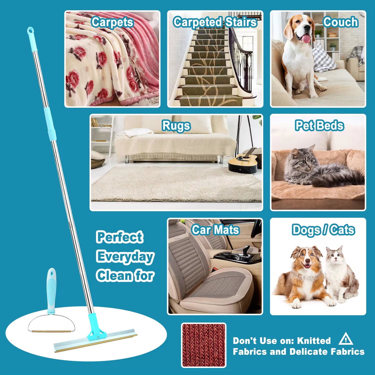 Say goodbye to pet hair! ๐พโจ Grab our adjustable carpet rake set for easy pet hair removal from floors and furniture! ๐๐ถ๐ฑ #PetCare #FurFreeHome