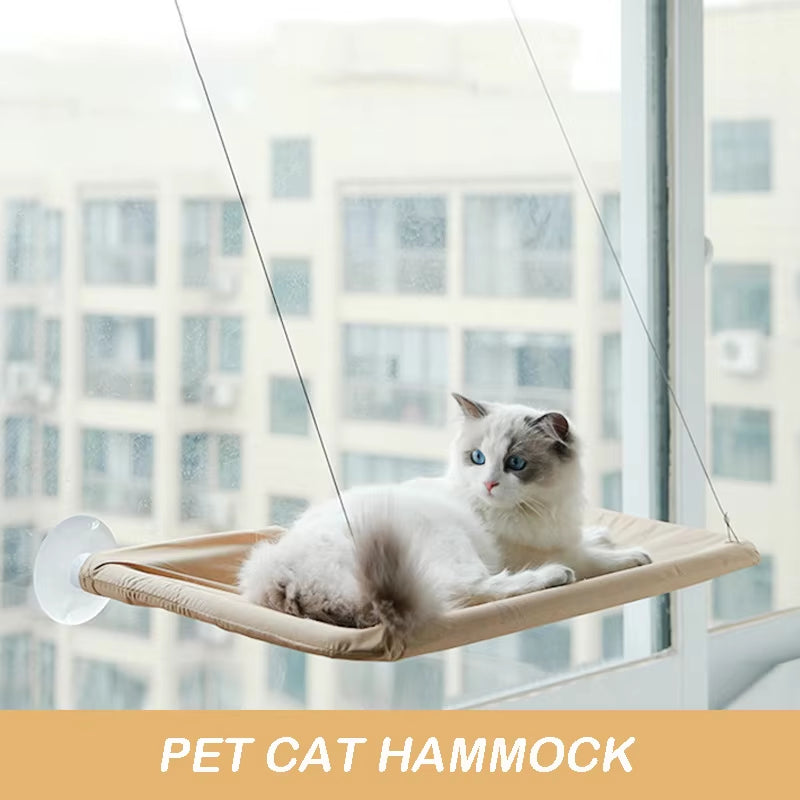 Cozy Up High: Aerial Cat Hammock Bed for Fun and Relaxation - Perfect Sunny Window Seat for Your Feline Friend!