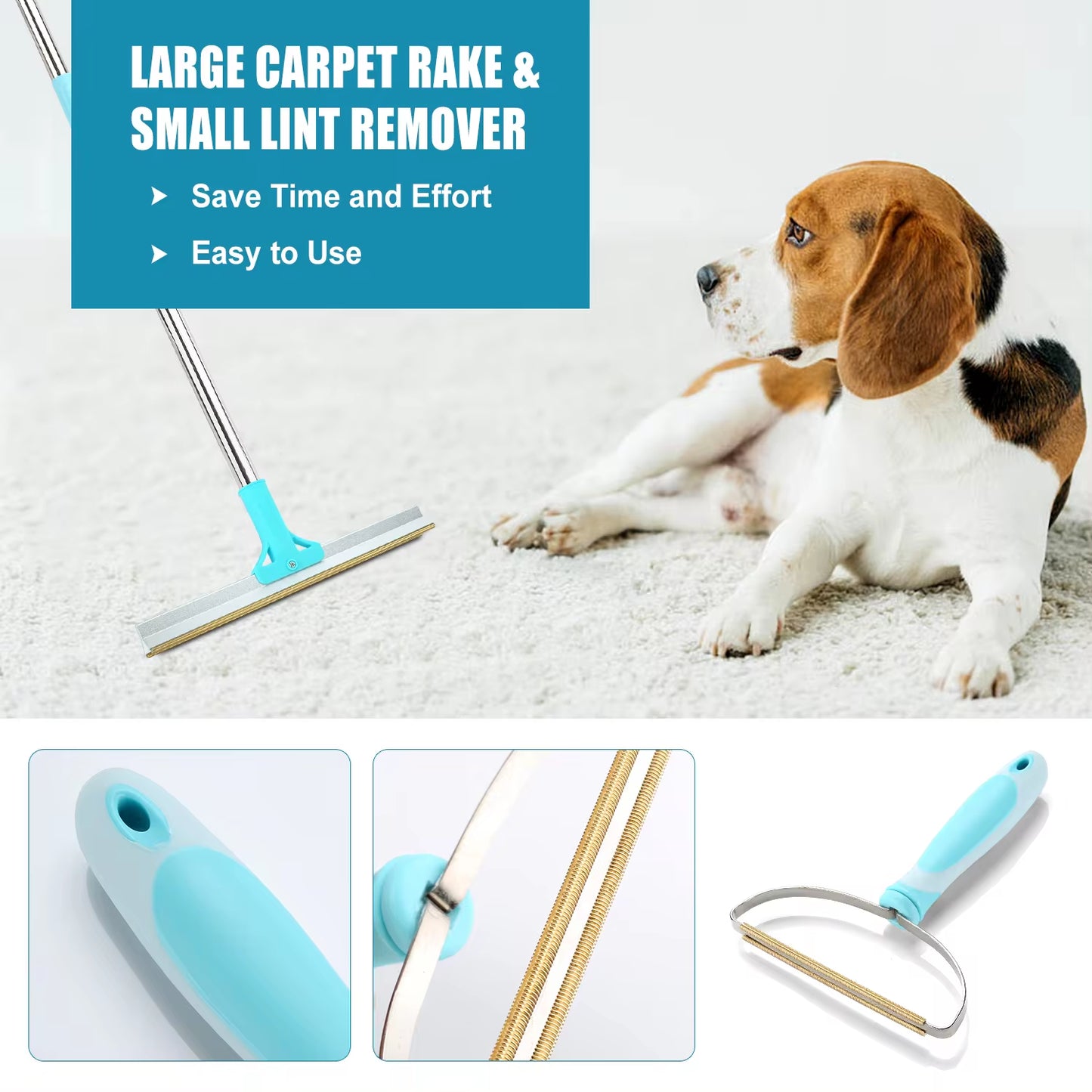 Say goodbye to pet hair! ๐พโจ Grab our adjustable carpet rake set for easy pet hair removal from floors and furniture! ๐๐ถ๐ฑ #PetCare #FurFreeHome