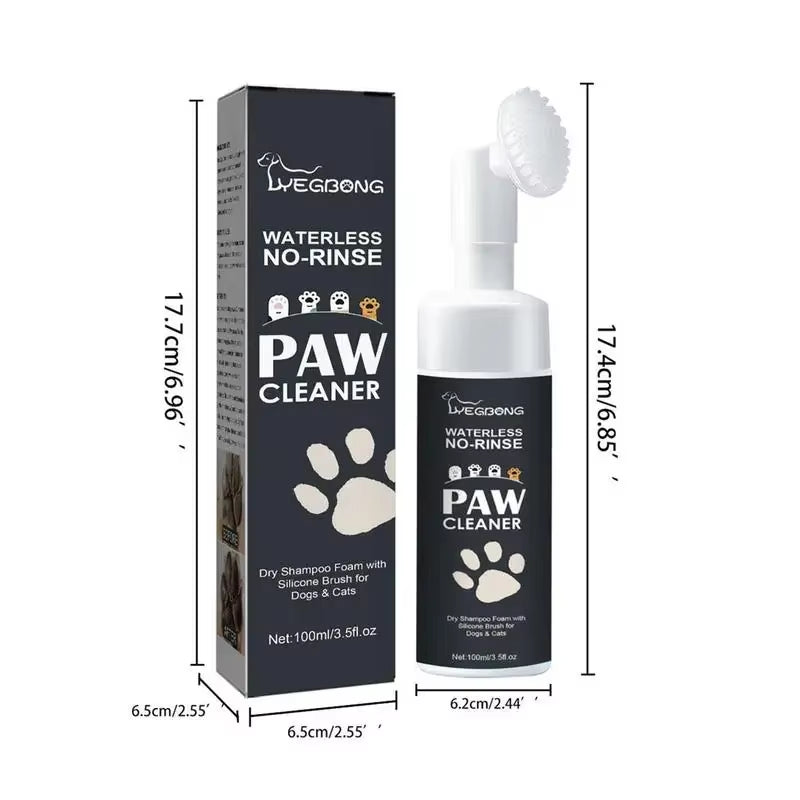 Effortless Paw Cleaning: 100ml Waterless Pet Shampoo Foam with Brush for Dogs and Cats