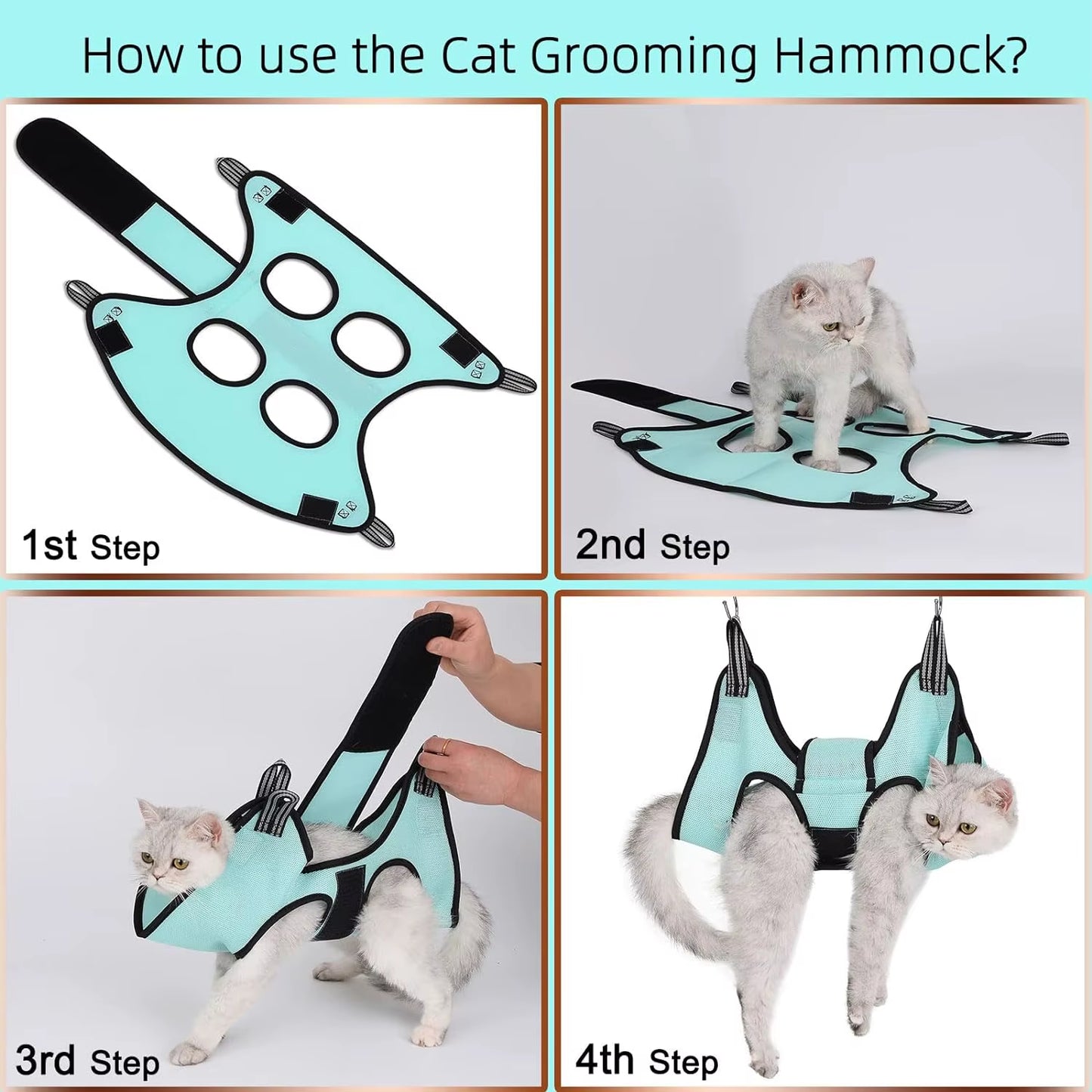 Say goodbye to messy grooming! 🐾 TONG’s Pet Hammock makes nail care a breeze for your furry friends! 🐱🐶 #PetGrooming #CatHammock