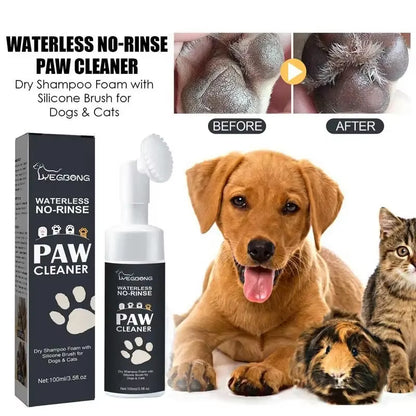 Effortless Paw Cleaning: 100ml Waterless Pet Shampoo Foam with Brush for Dogs and Cats
