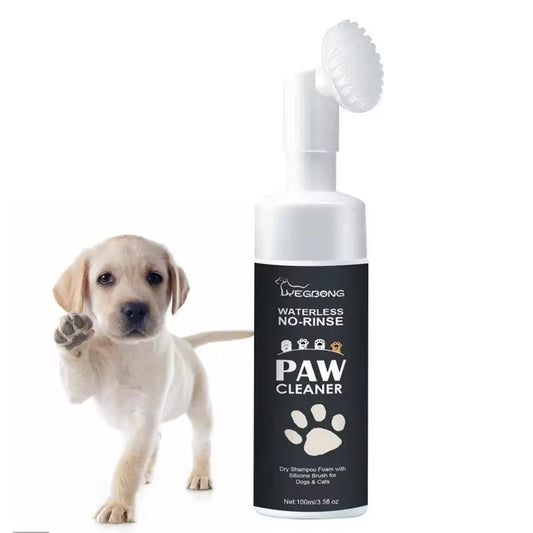 Effortless Paw Cleaning: 100ml Waterless Pet Shampoo Foam with Brush for Dogs and Cats