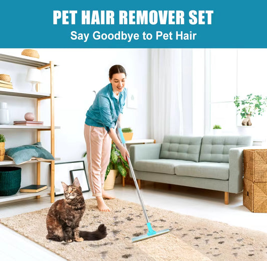 Say goodbye to pet hair! 🐾✨ Grab our adjustable carpet rake set for easy pet hair removal from floors and furniture! 💖🐶🐱 #PetCare #FurFreeHome