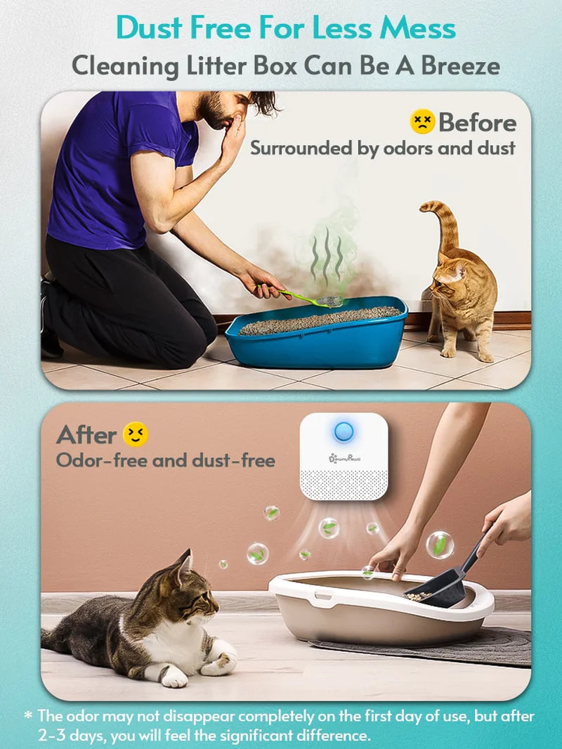 Transform Your Home with Downypaws 4000mAh Smart Cat Odor Purifier - The Ultimate Deodorizer for Litter Boxes and Pet Areas